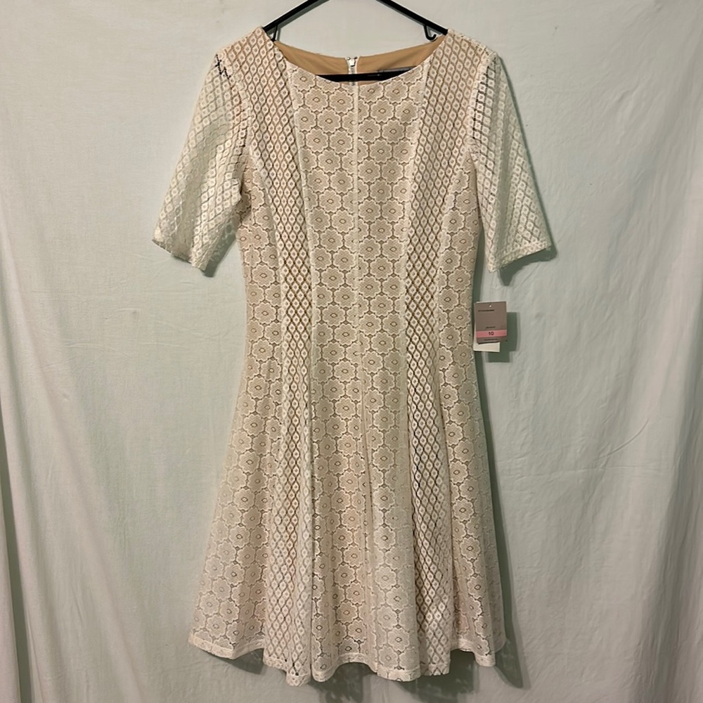 Danny & Nicole Lace Dress Fit & Flare Ivory Beige Size 10 New with Tags